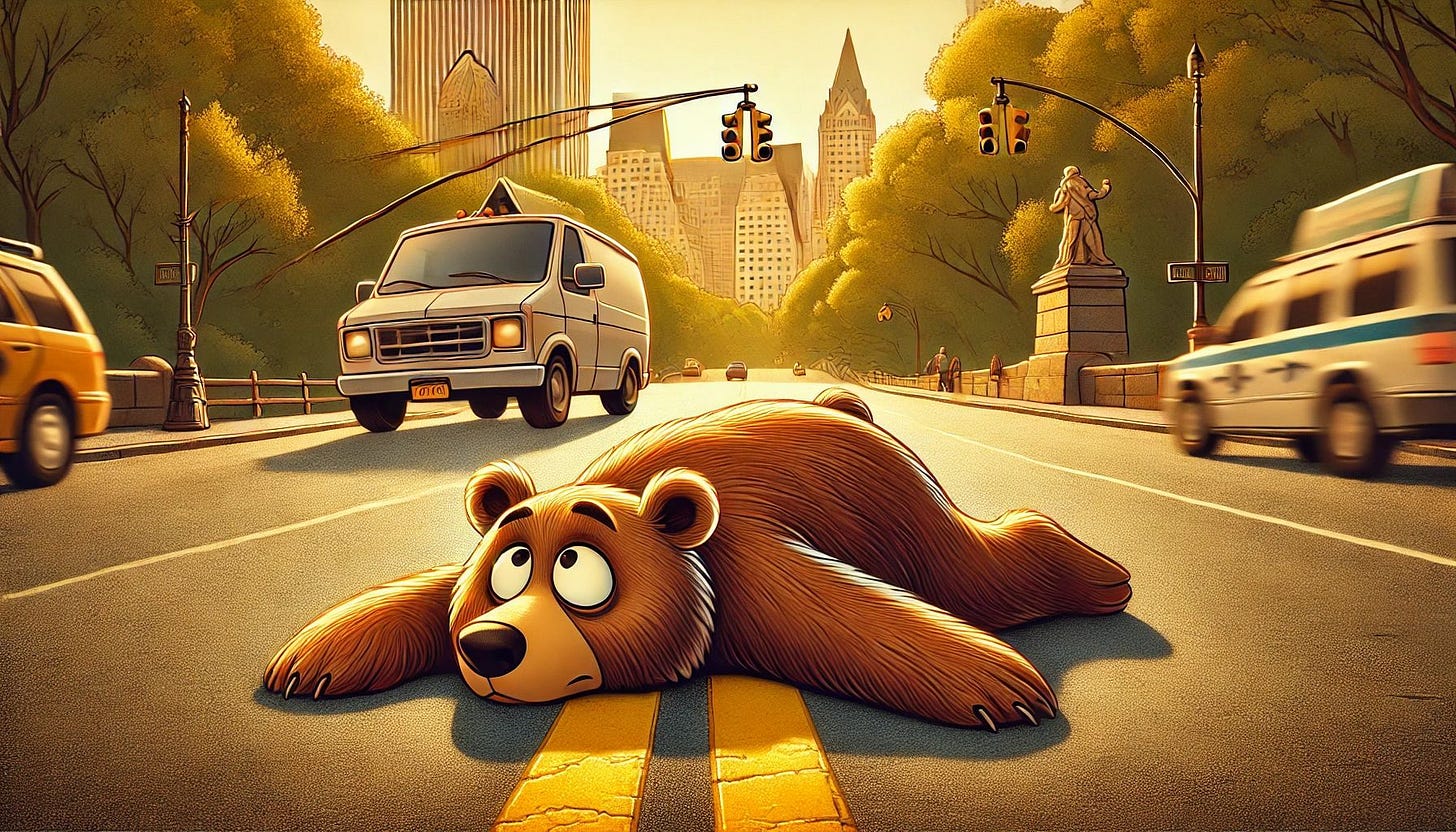 Cartoon Brown Bear in Central Park