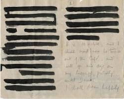 WWI and WWII soldiers letters with blacked out censored parts, AI generated