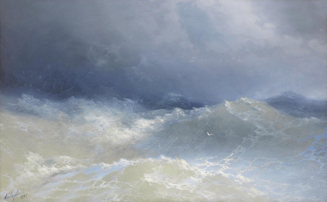 Ivan Aivazovsky, Among the Waves, 1898 Ivan Aivazovsky, Among the Waves, 1898