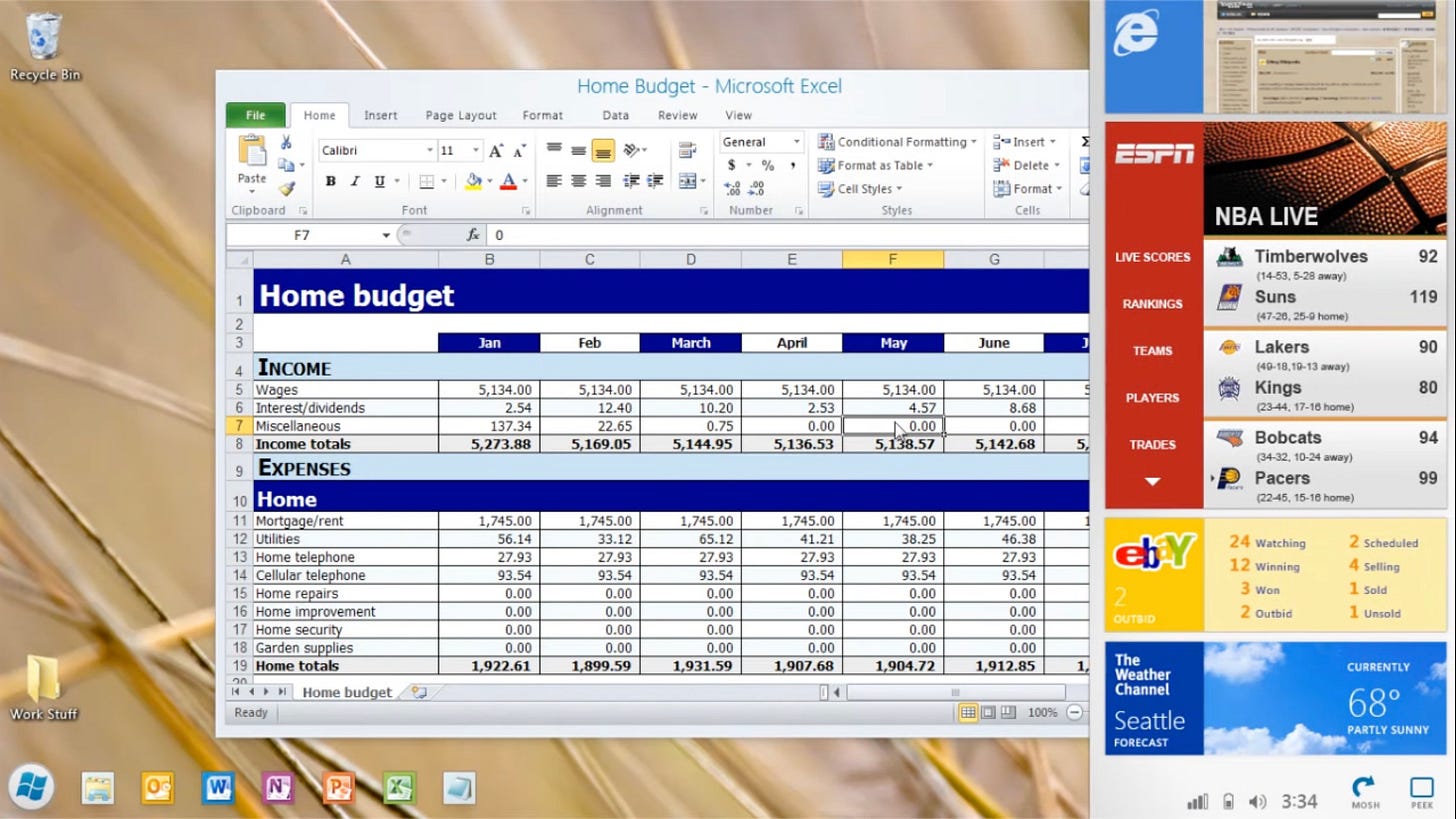The screen shows the Windows 8 desktop with a right side flyout of metro style windows 8 apps. The screen shows the Windows 8 desktop with a right side flyout of metro style windows 8 apps.