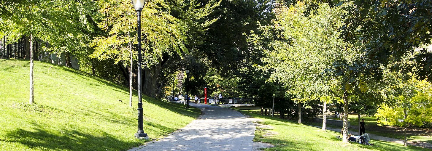 Philosopher's walk, a beautiful tree-lined trail on the University of Toronto campus. Philosopher's walk, a beautiful tree-lined trail on the University of Toronto campus.