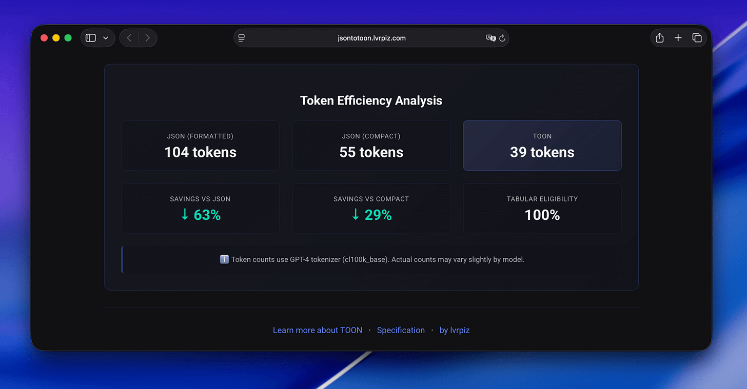 Análisis de eficiencia de Tokens TOON vs JSON