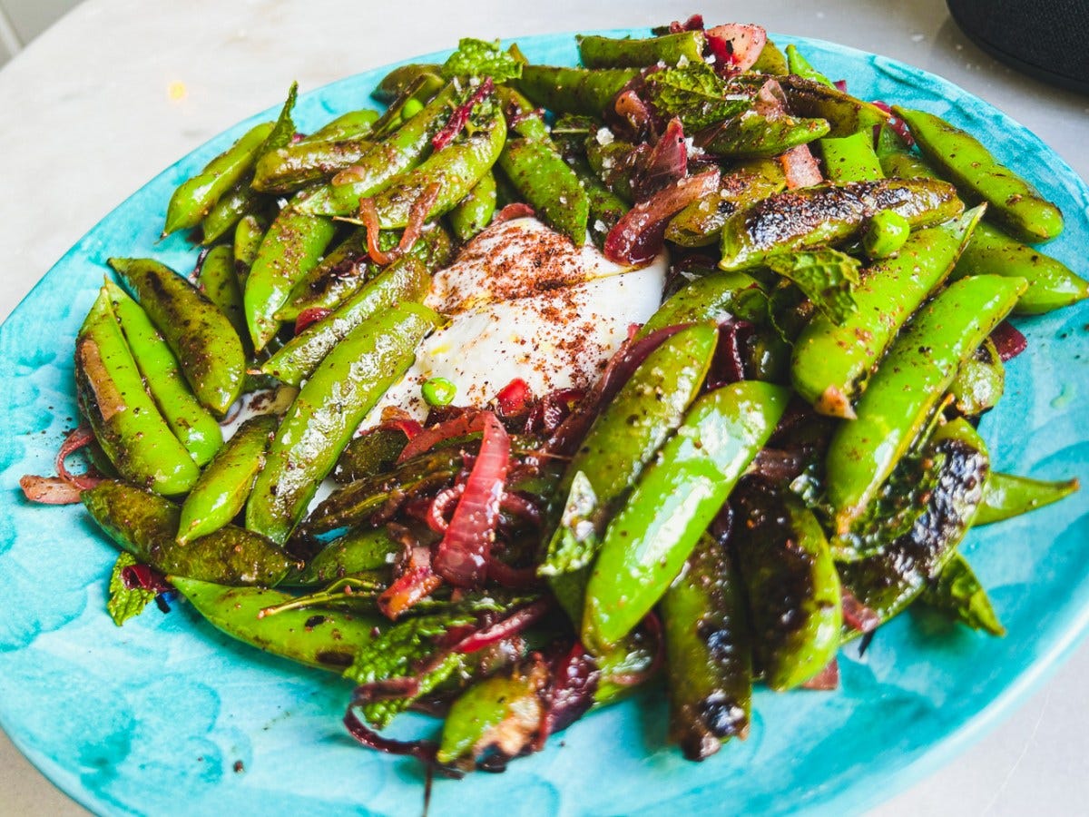 sugar snap with burrata
