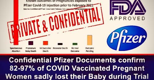 Quietly Published Pfizer Documents confirm between 82% & 97% of COVID Vaccinated Pregnant Women sadly lost their baby during the ongoing Clinical Trial