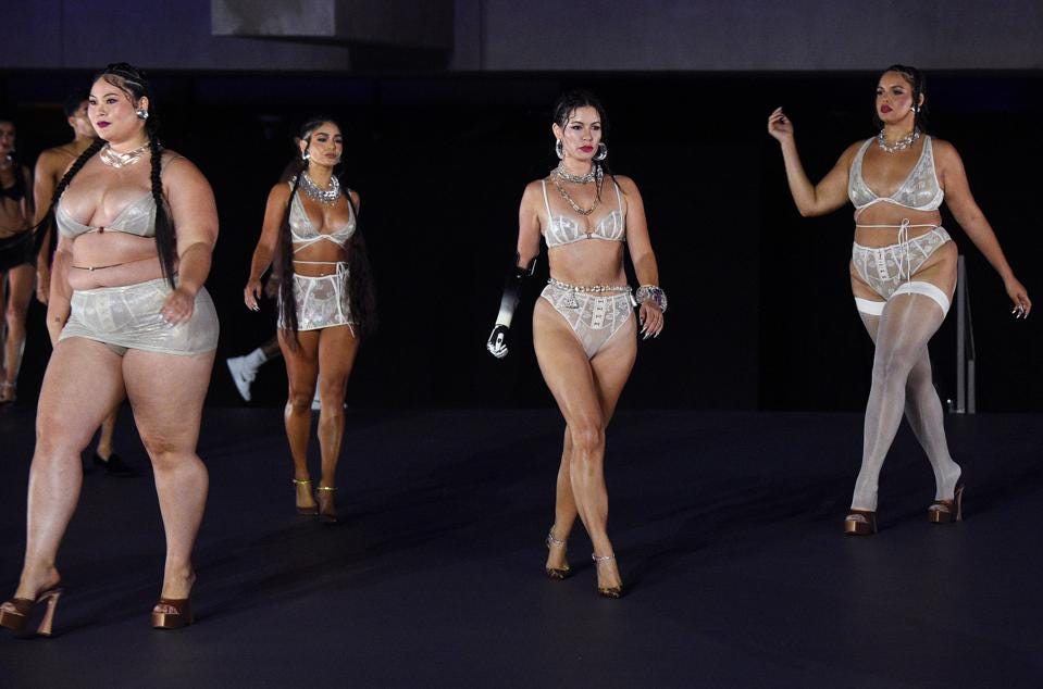 Shaholly among models during the Savage X Fenty Amazon Prime Fashion Show