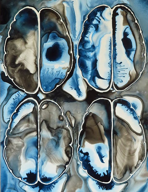 Paintings, embroidery and jewelry with neuroscience motifs