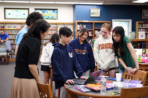 Nine square images from STEM Day, including two students 3d designing, a student sharing his Mars Rover Scratch game, a little kid building with MOLA kit, 3D-Click activities, Tiny robots!, Exploring resources