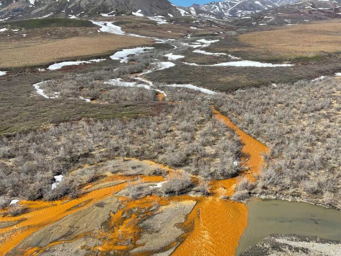 "Rusting rivers" are increasingly common in the Brooks Range of northern Alaska, the result of thawing permafrost. The orange color is caused by naturally occurring iron, but it also often indicates elevated levels of heavy metals. "Rusting rivers" are increasingly common in the Brooks Range of northern Alaska, the result of thawing permafrost. The orange color is caused by naturally occurring iron, but it also often indicates elevated levels of heavy metals.