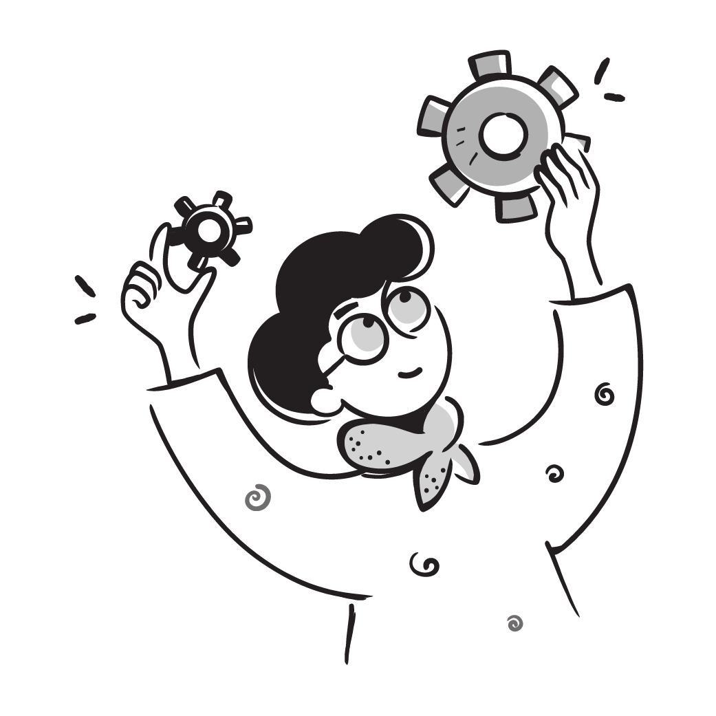 A cartoon of a person holding gears

AI-generated content may be incorrect.
