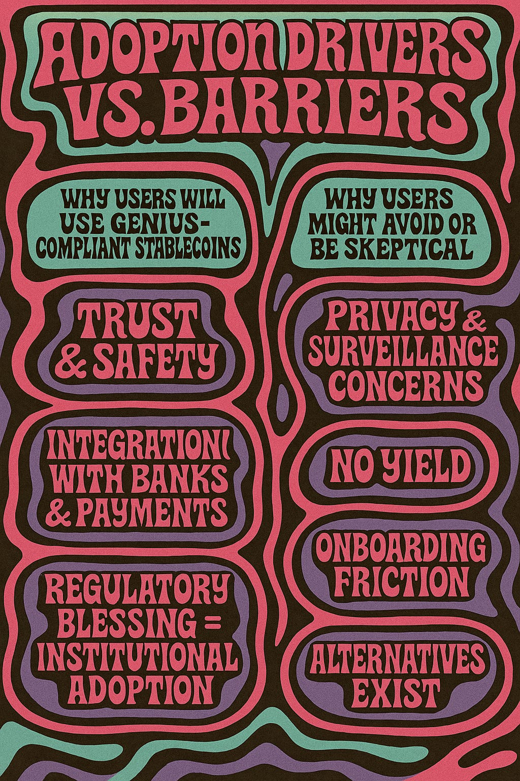Stablecoin Adoption Driver vs Barriers 60’s Style