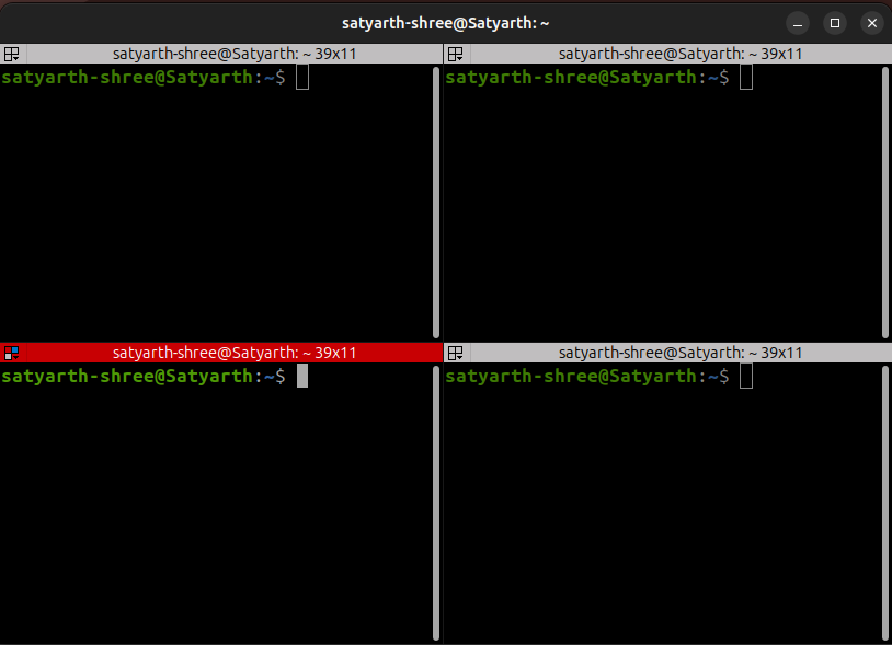 Terminator split into four windows