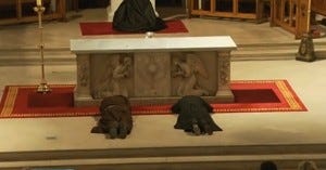 O'Malley laying prostrate