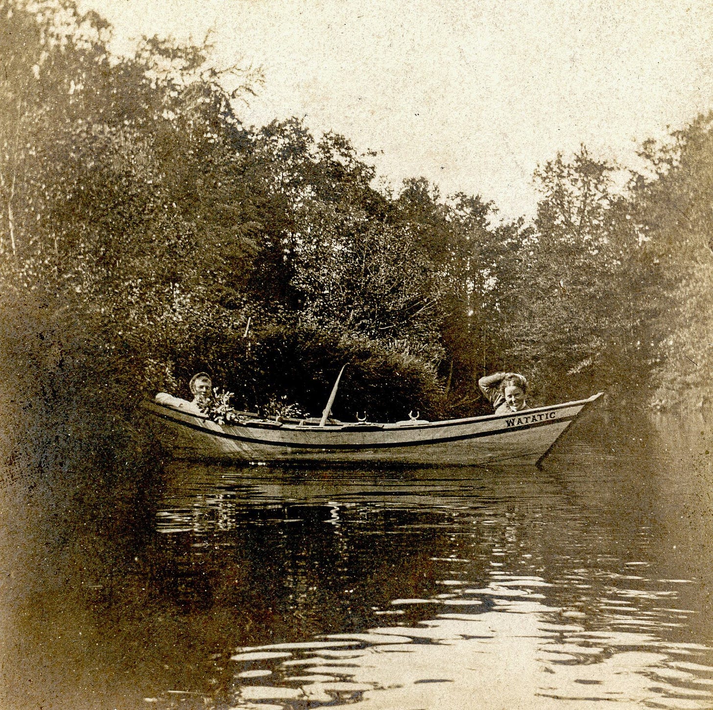 Two people in the Watatic boat