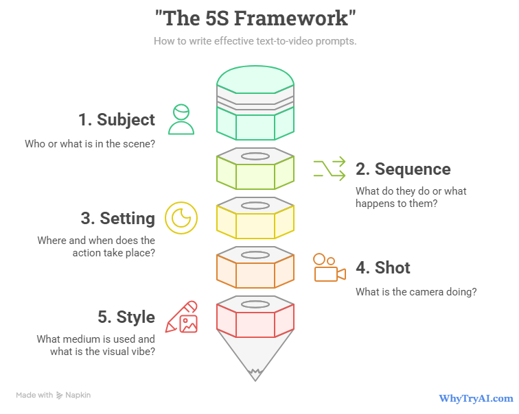 The 5S Framework for prompting text-to-video AI models