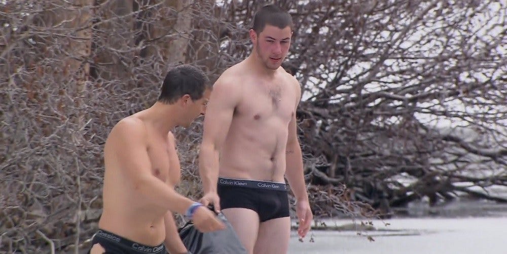 Watch Bear Grylls give Nick Jonas an armpit massage and Daisy Ridley feels gun control 2016 images Watch Bear Grylls give Nick Jonas an armpit massage and Daisy Ridley feels gun control 2016 images