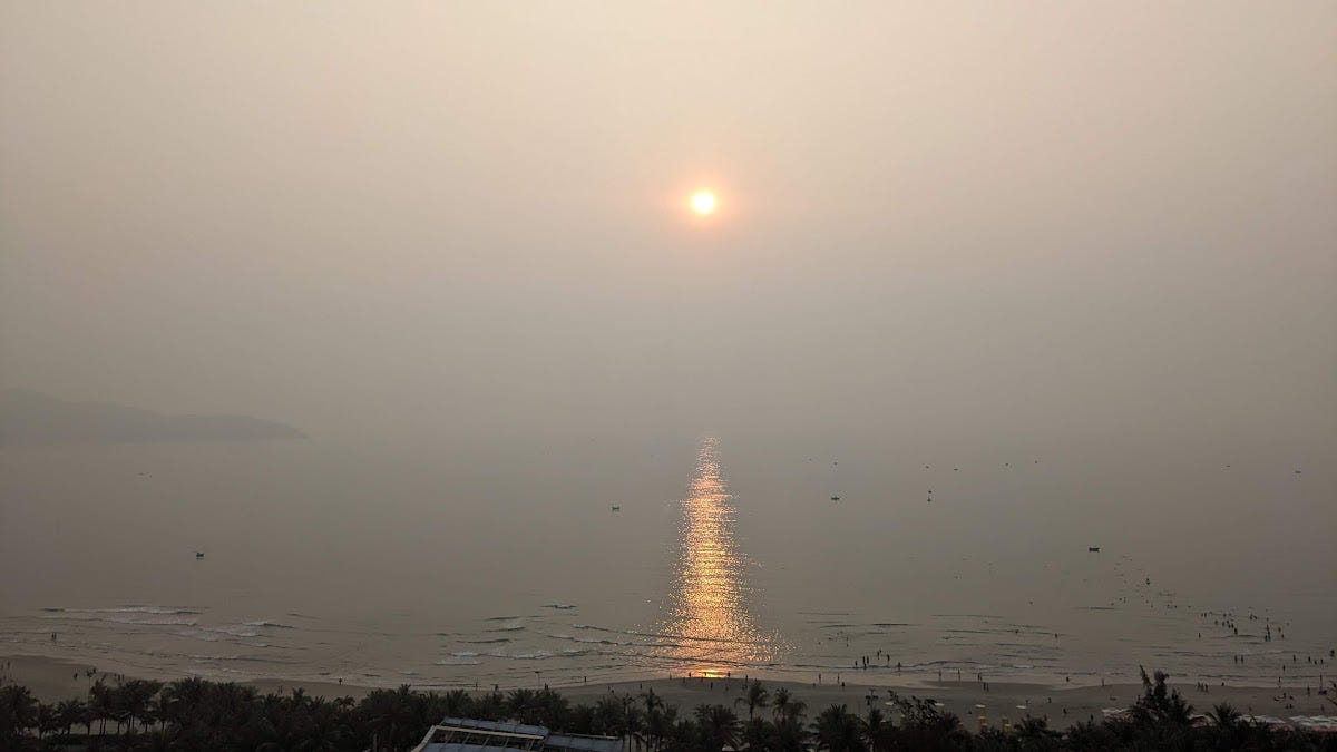 sunrise and misty on the water