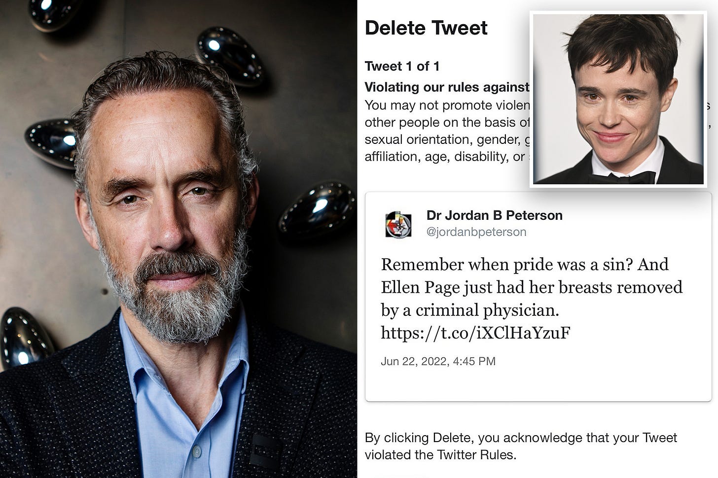 Twitter suspends Jordan Peterson for Elliot Page trans tweet