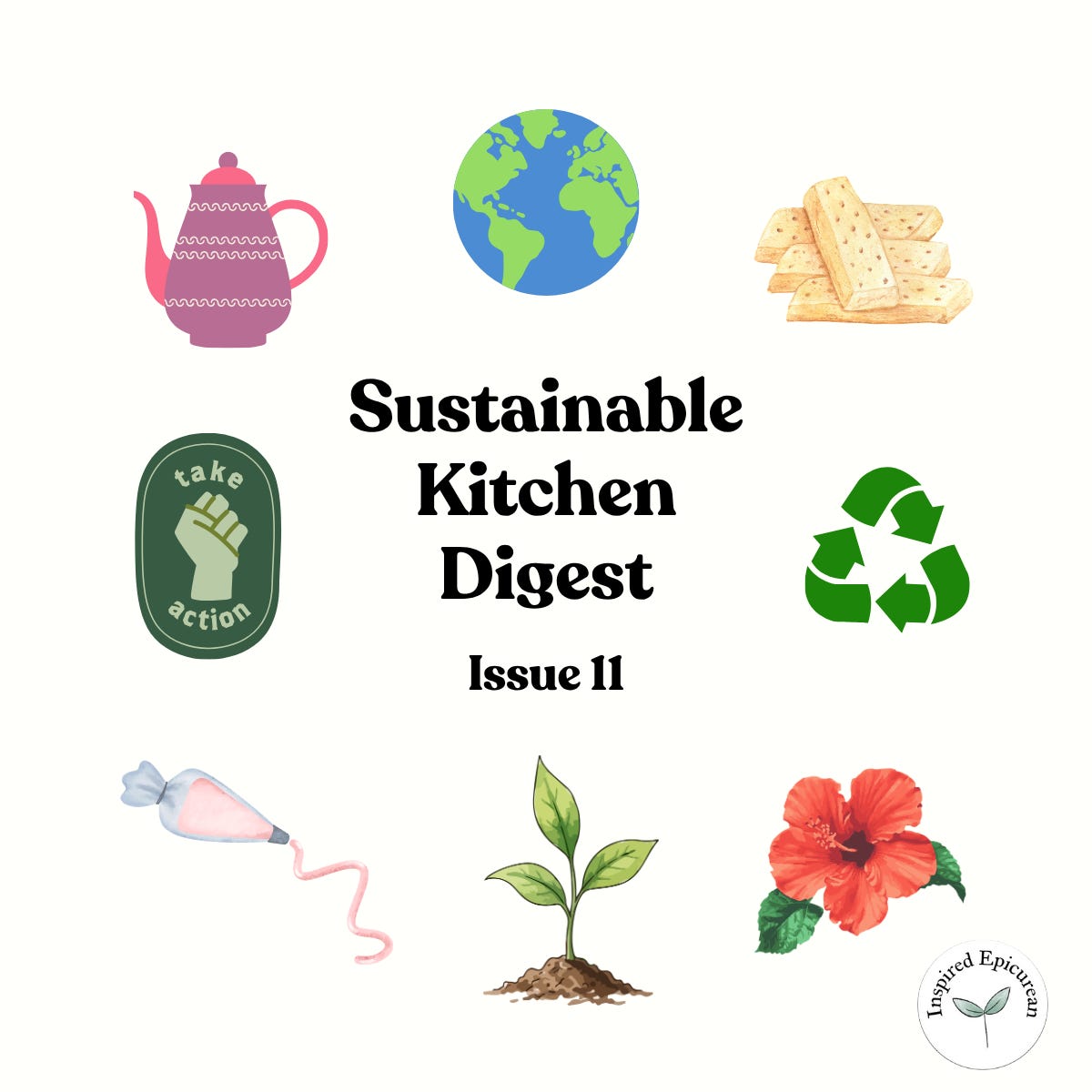 sustainability graphics in a circle around text