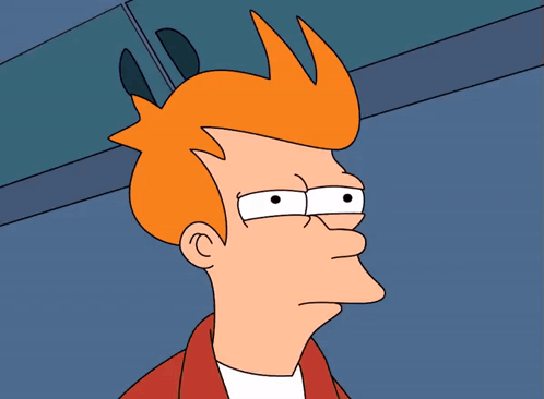 fry from futurama is making a funny face with his red hair