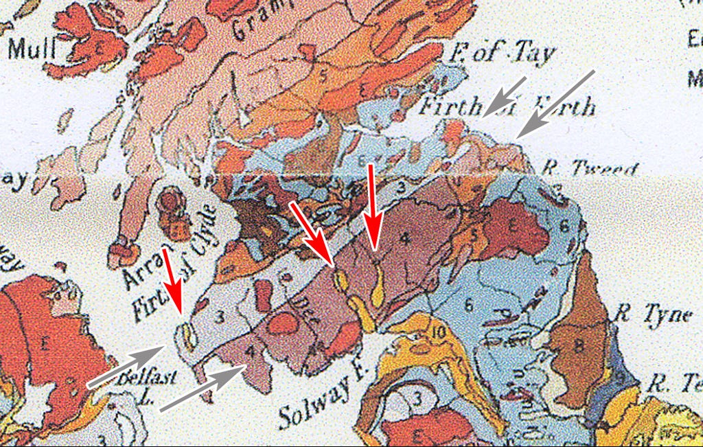 old geilogical map, southern Scotland