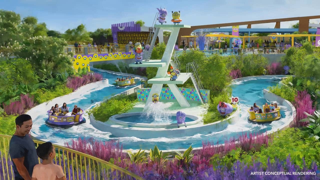 Concept art for Illumination’s Minions vs. Minions- Bello Bay Club at Universal Kids Resort