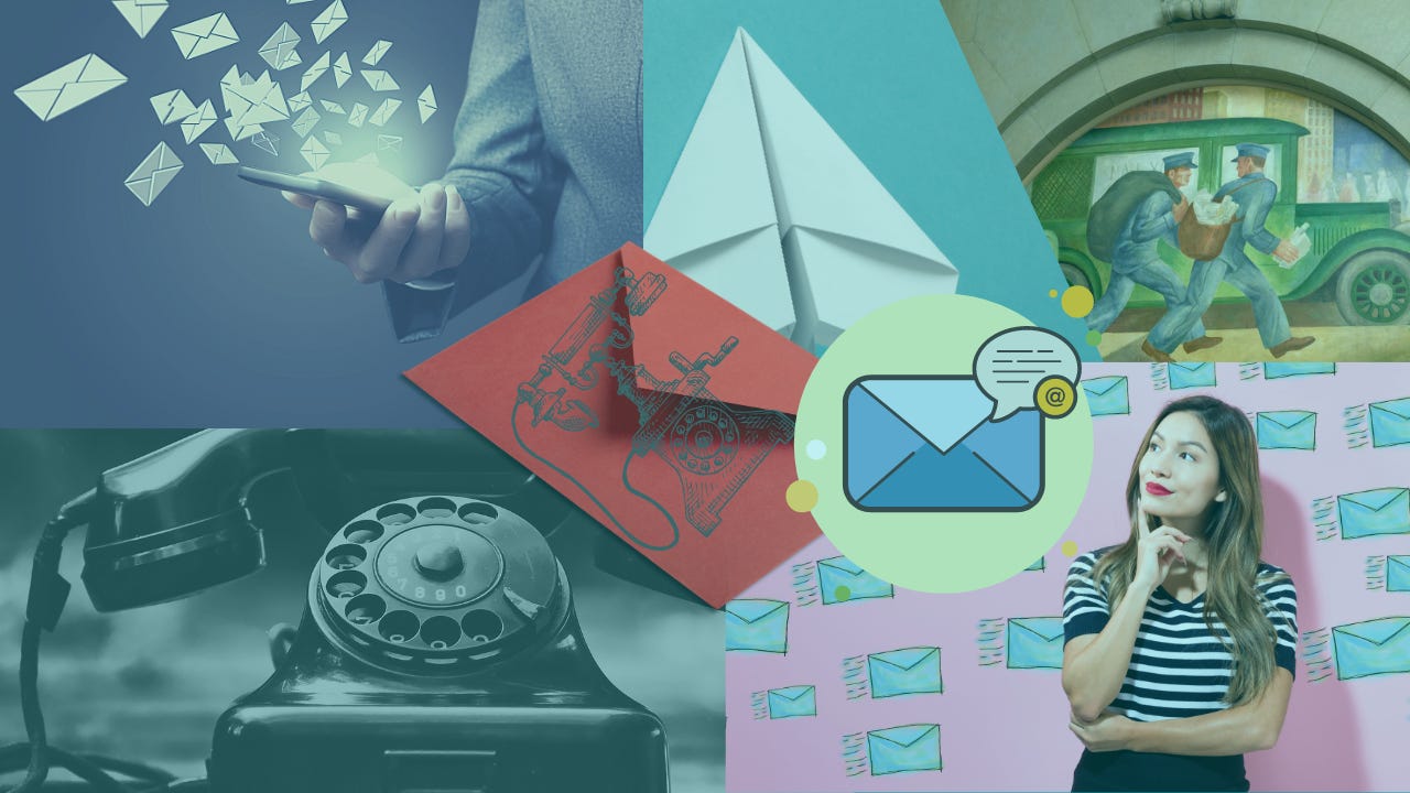 Collage of different email, phone, and snail mail images.