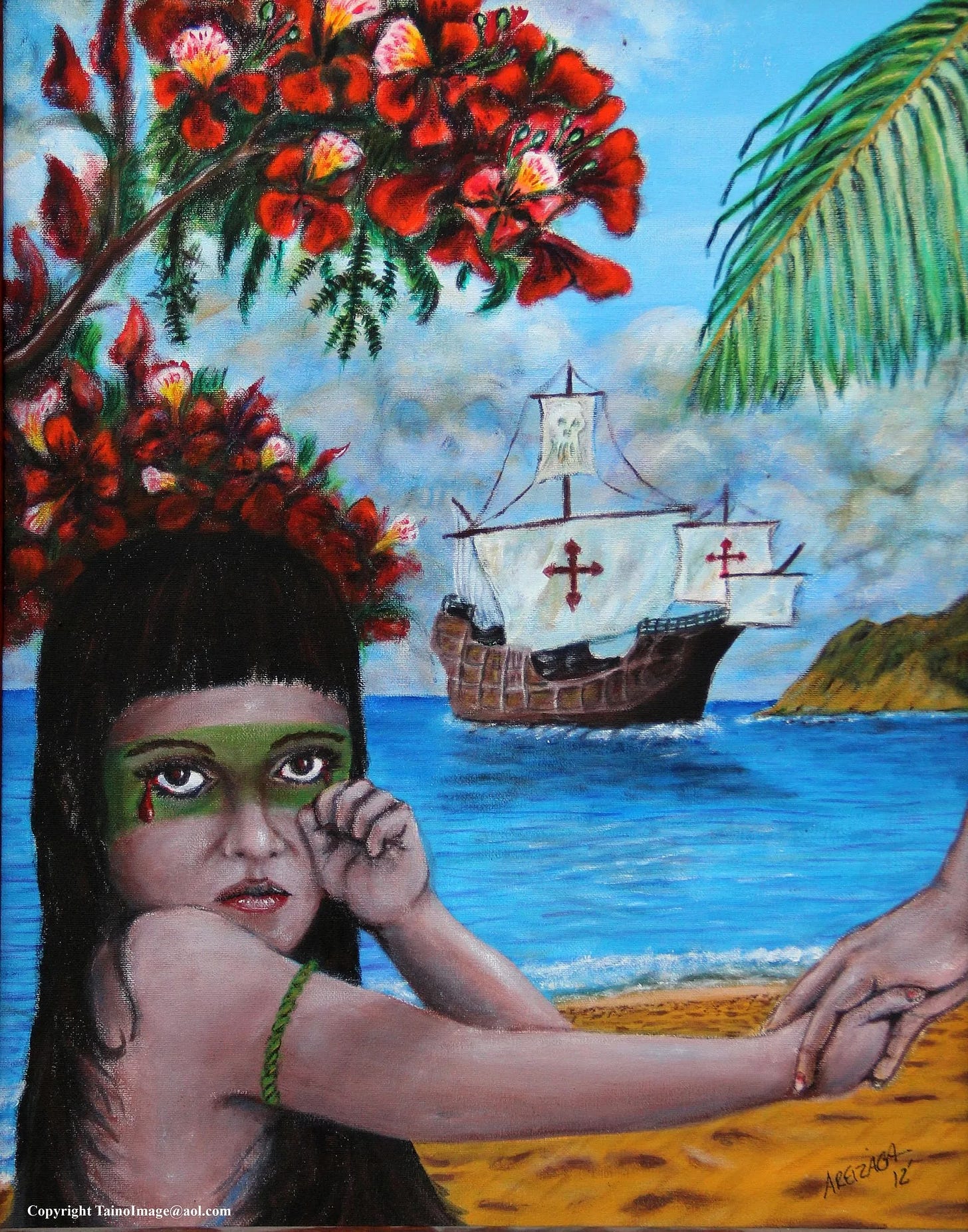 Albert Areizaga is a Taino artist. His The Beginning of the End is part of the Smithsonian traveling exhibition “Caribbean Indigenous Resistance / Resistencia indígena del Caribe ¡Taíno Vive!.”