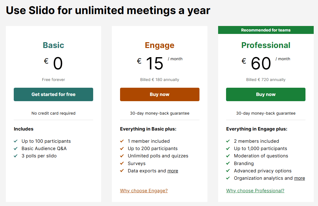 Slido pricing - the benchmark for the $5/month alternative Slido pricing - the benchmark for the $5/month alternative