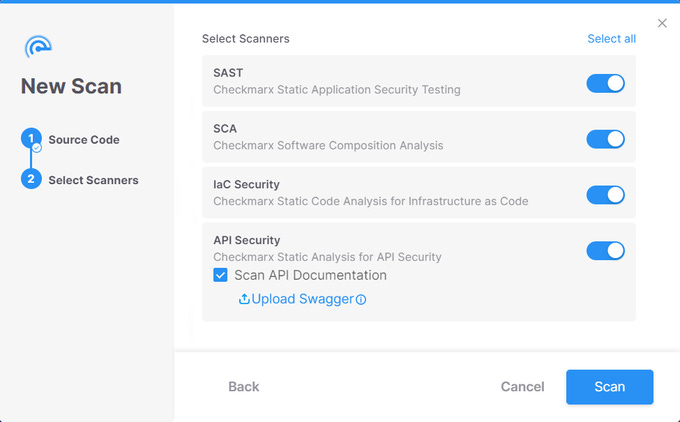 a screenshot of the new scan screen a screenshot of the new scan screen