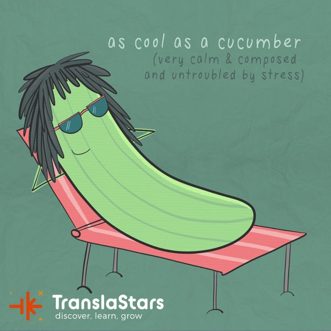 A cartoon of a cucumber on a beach chair

Description automatically generated