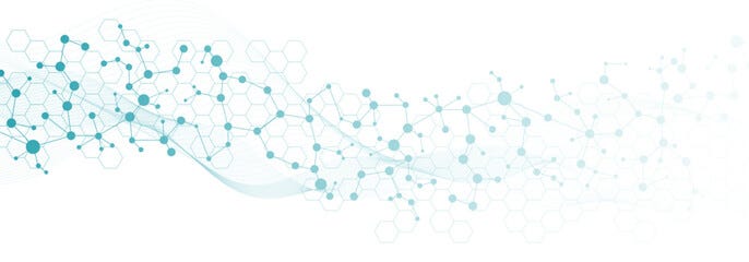 Modern abstract molecules structure for science or medical background. DNA helix or atom visualization. Molecular wave flow abstract background. Vector illustration Modern abstract molecules structure for science or medical background. DNA helix or atom visualization. Molecular wave flow abstract background. Vector illustration