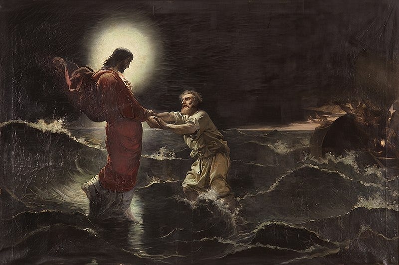File:Christ walking on the waters at the Iglesia de San Pedro in Seville, Spain by Virgilio Mattoni.jpg