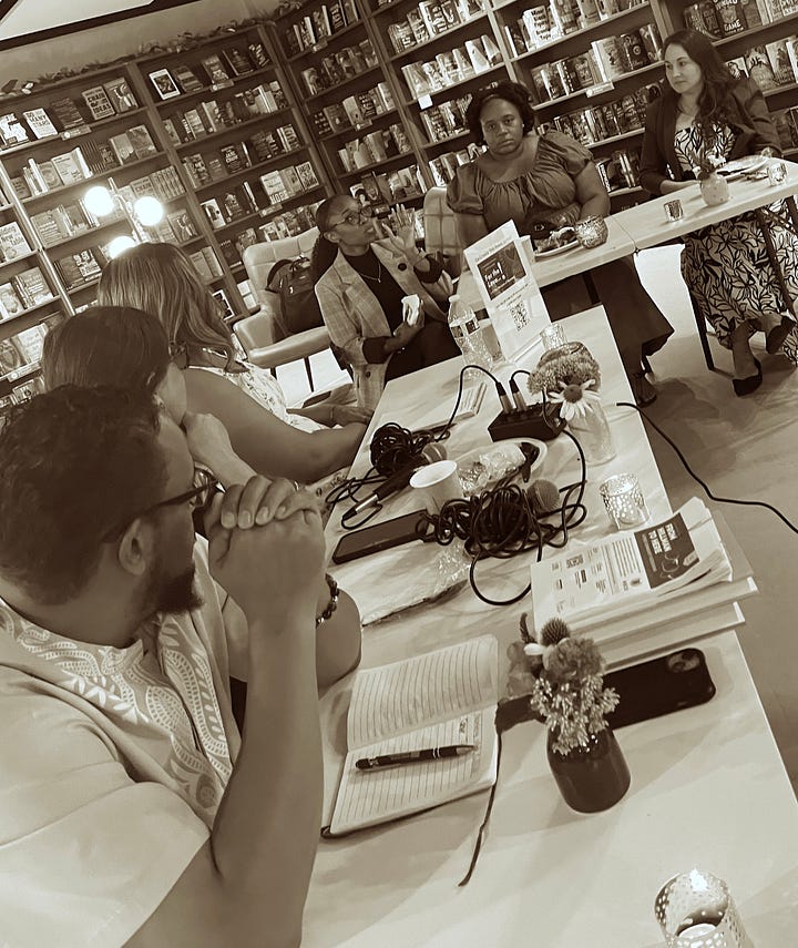 Images from the dinner party at Black Garnet Books