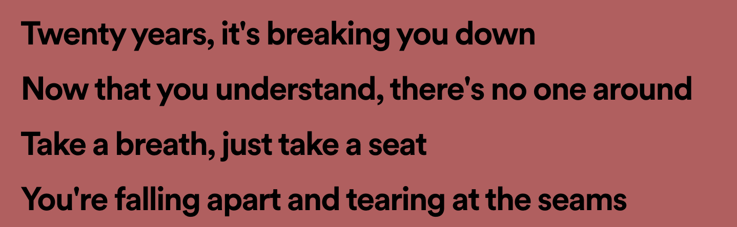 a screenshot of lyrics from Heaven Forbid by The Fray