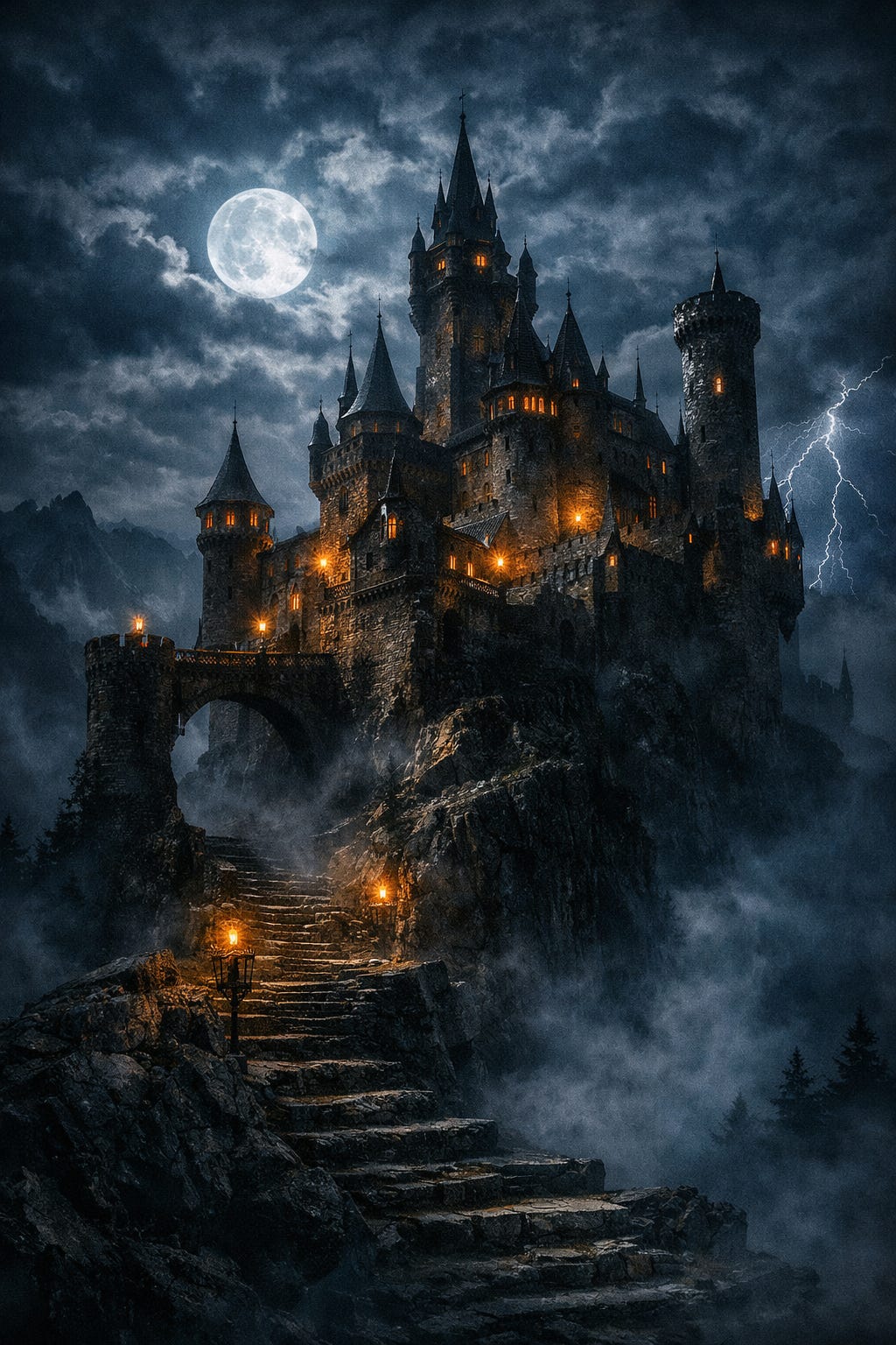 Castle Ravenloft at night