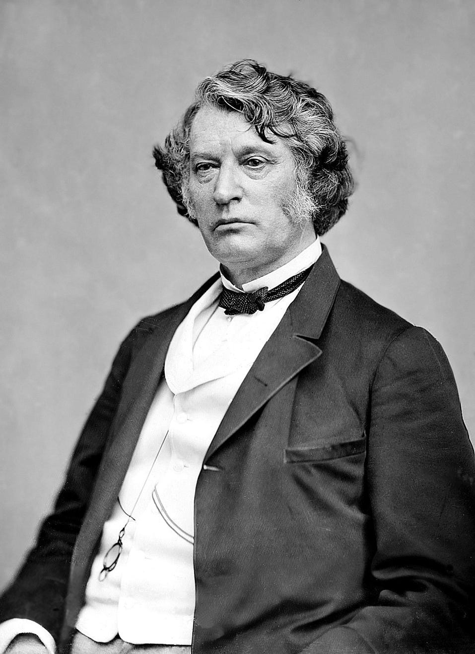 photo of charles sumner, middle aged, wearing period formal dress, looking not very heroic at all