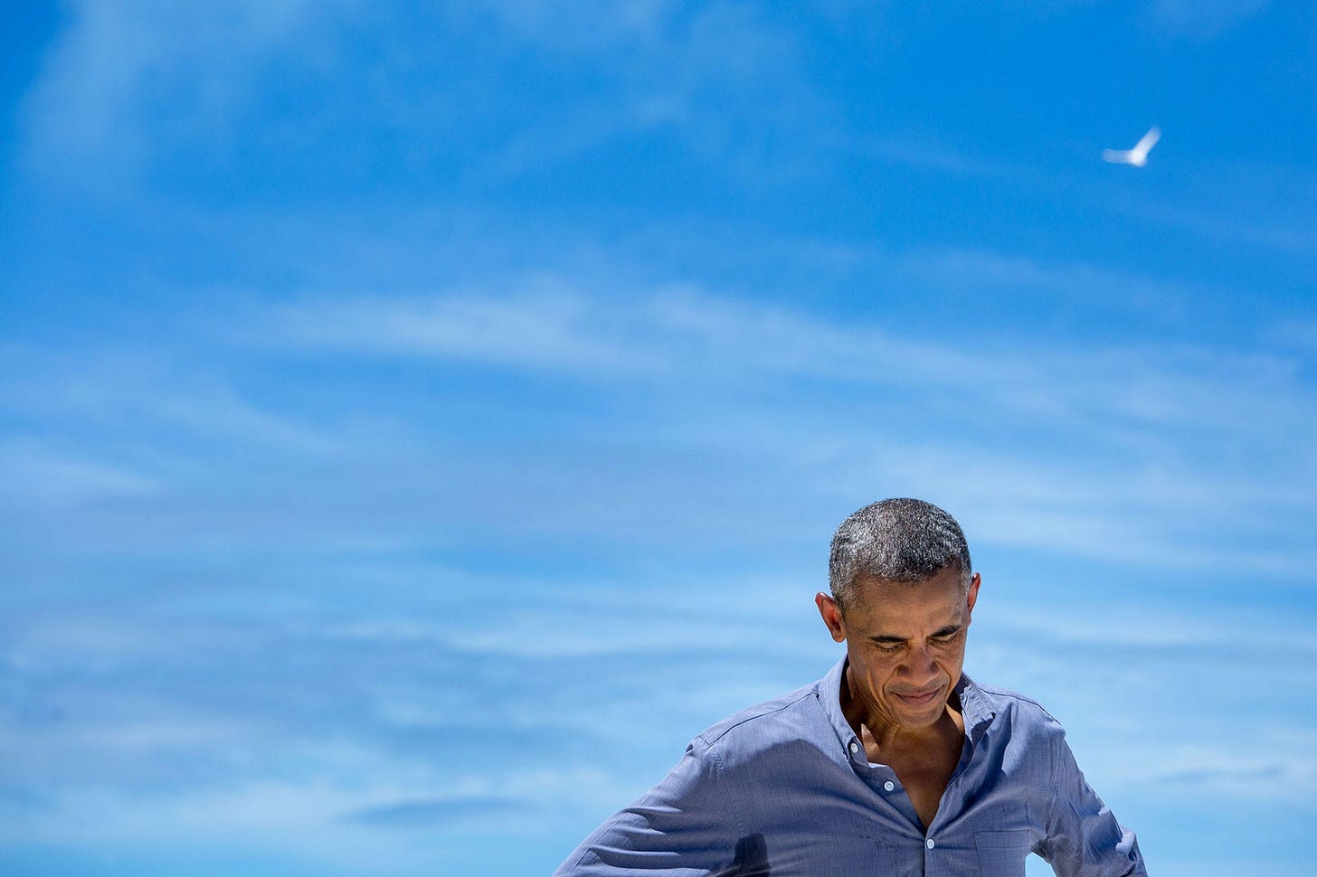 September 1, 2016: President Obama takes a moment to speak with a National Geographic writer during his visit to the remote Midway Atoll. September 1, 2016: President Obama takes a moment to speak with a National Geographic writer during his visit to the remote Midway Atoll.