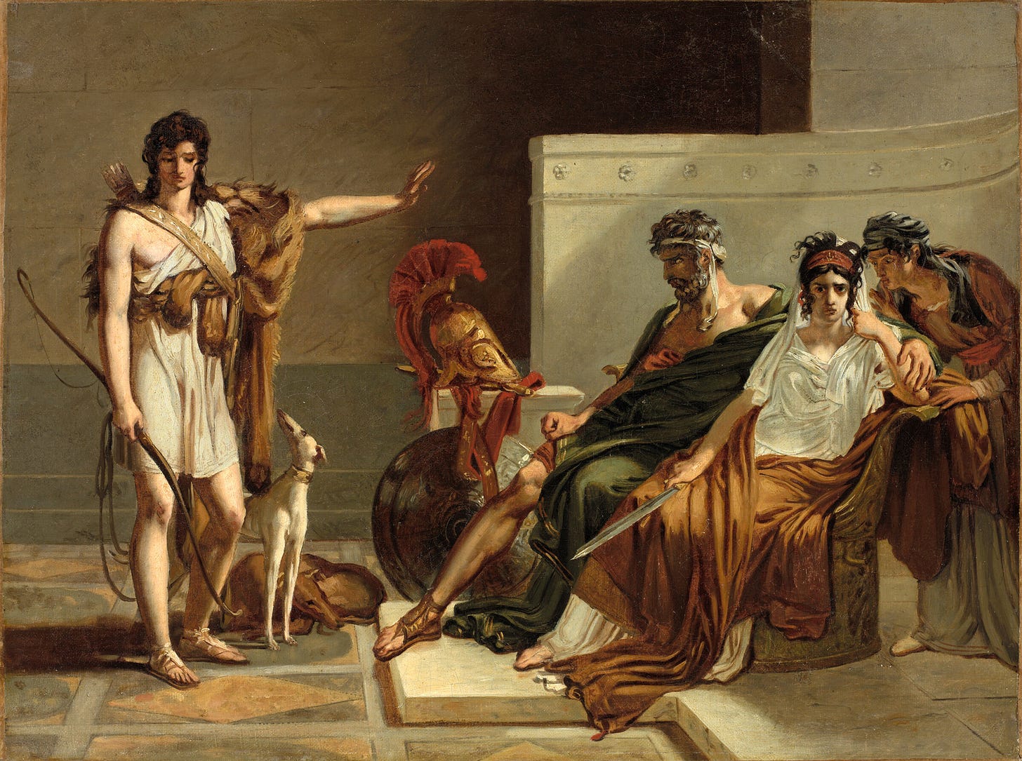 A scene with figures in ancient Greek dress