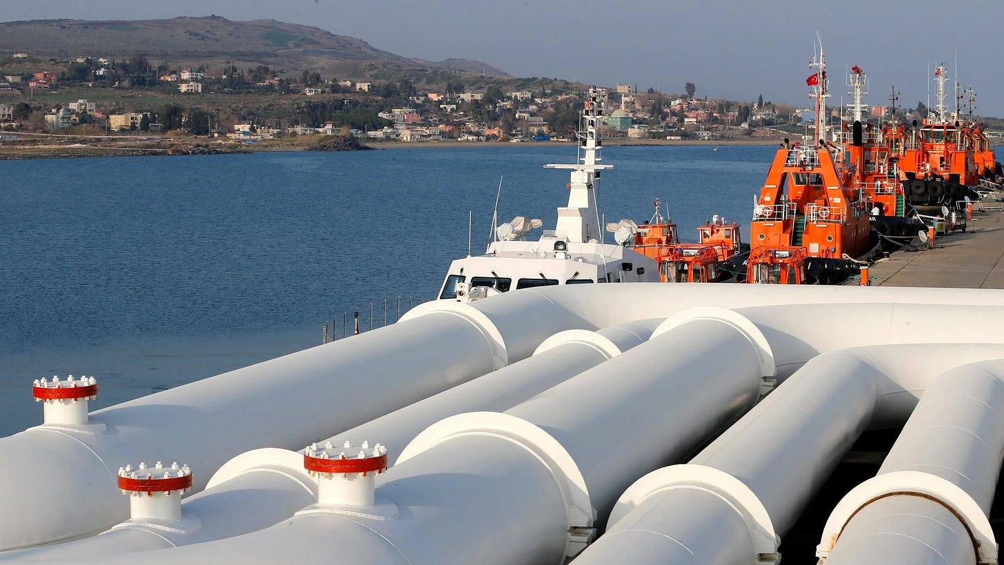 A general view shows pipes at the Mediterranean port of Ceyhan, some 70km from Adana, in southern Turkey on 19 February 2014 (Umit Bektas/Reuters)