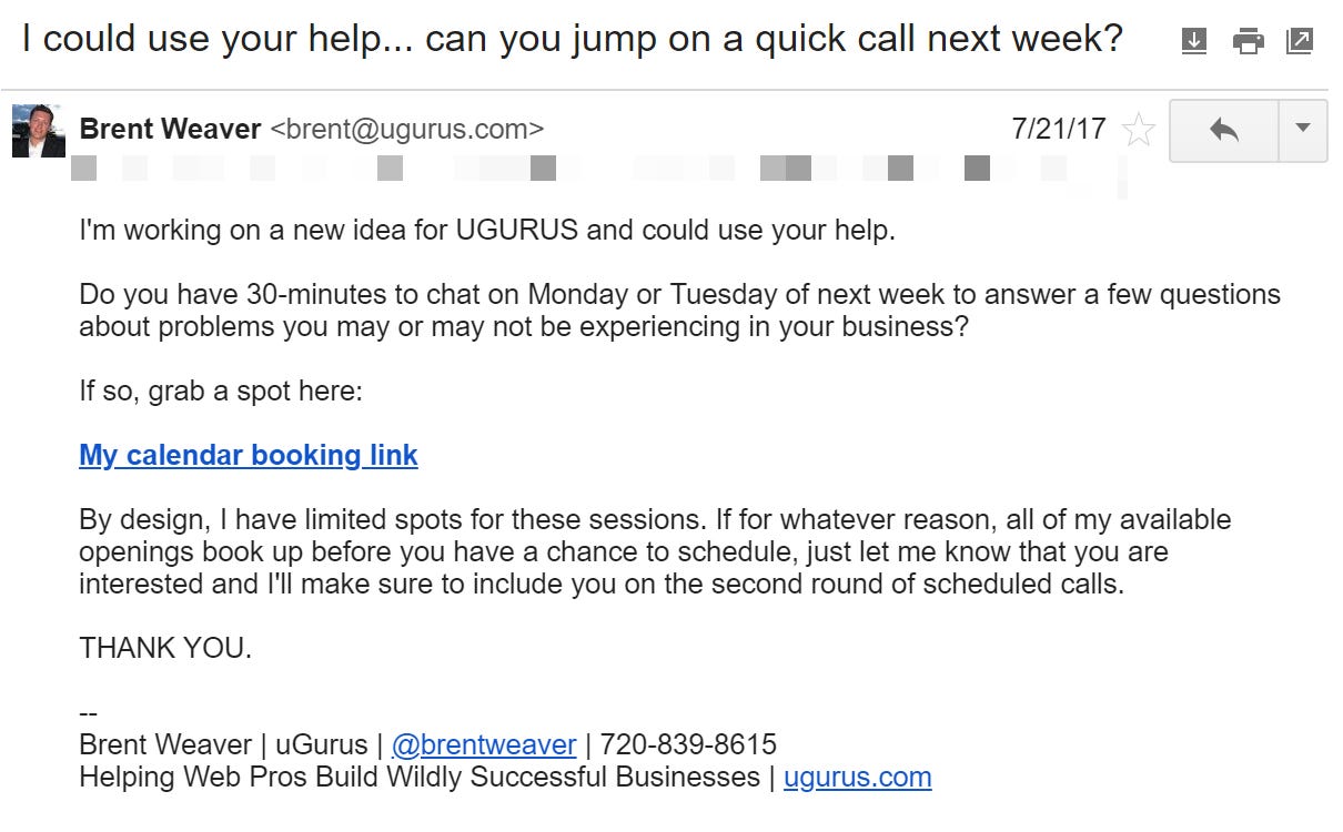 customer interview request