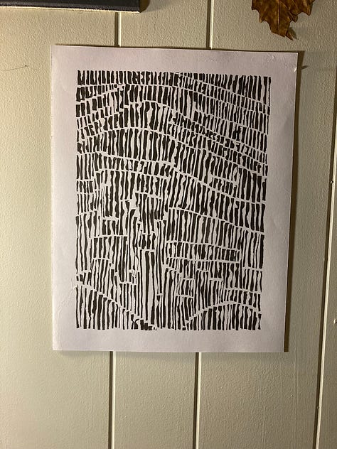 three images of various line shapes in black ink.