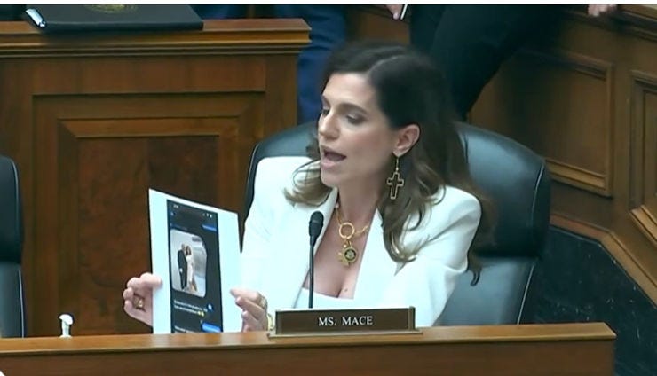 Nancy Mace holding screenshot of texts from Michael Eric Dyson