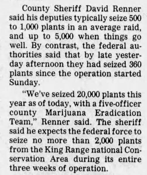 Fighting a battle during the War on Drugs was just another day-in-the-life for the folks of Humboldt. Operation Green Sweep was designed to be a 10-day gravitas before rolling the program out in all 50 states. The People of Humboldt shut it down in just 5 days. Power to the people! 