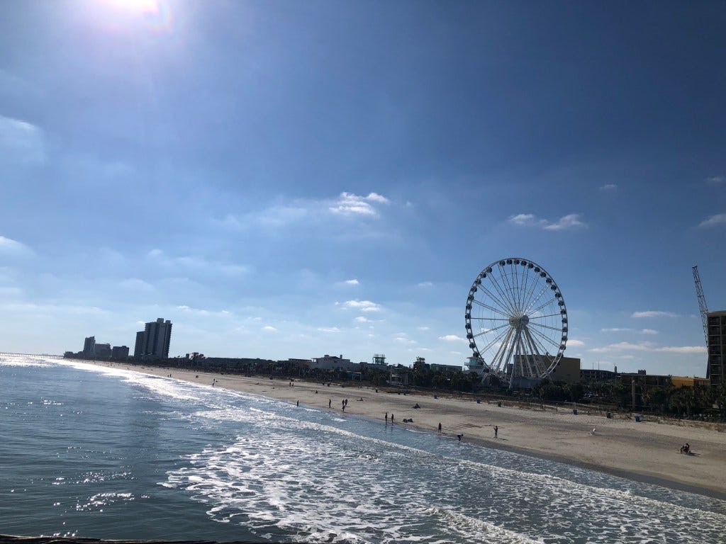 view of the SkyWheel from the pier