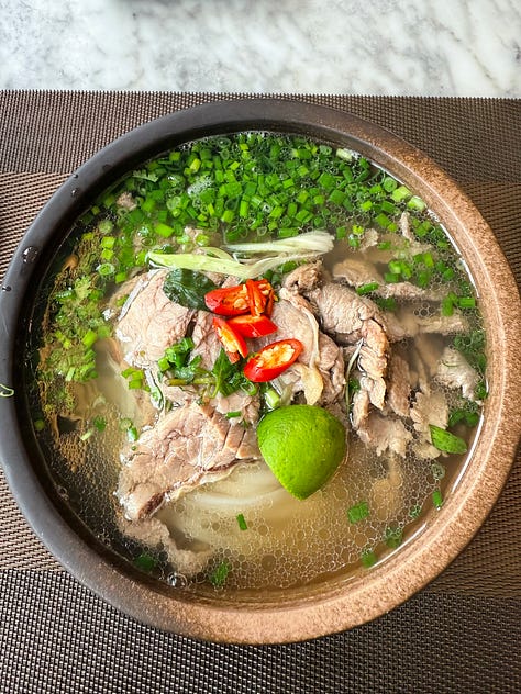 A collage of pho bowls eaten in Vietnam in January 2026.