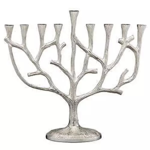 Branch Menorah, Casted Aluminum, Hanukkah Table Decoration, Candelabrum, Festive - Picture 1 of 3