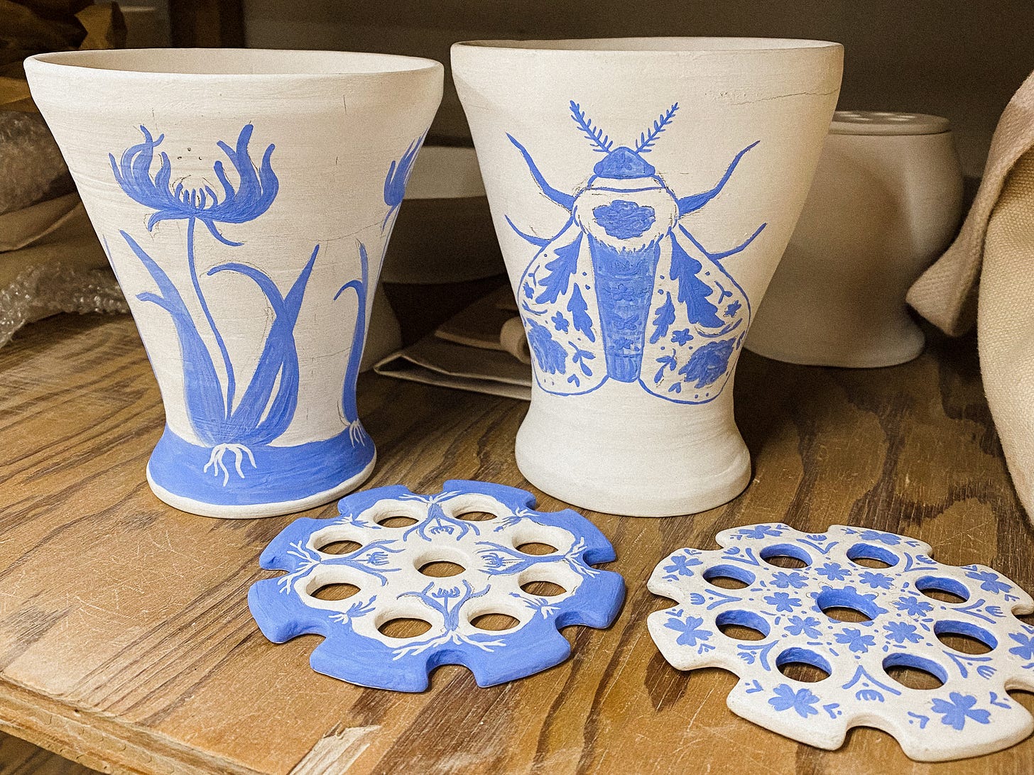 Unfired vases I'm working on