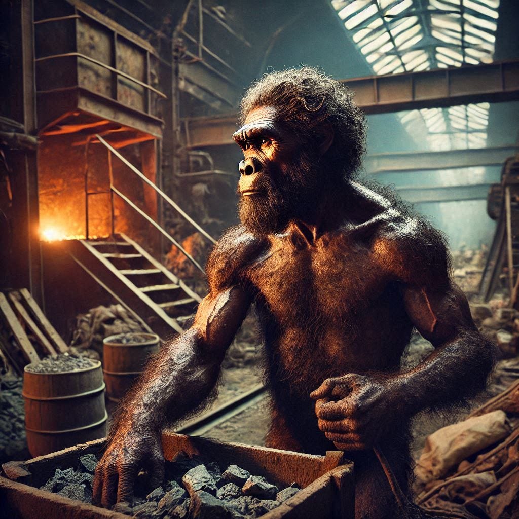 A Neandertal in an old smelting plant, less apelike A Neandertal in an old smelting plant, less apelike