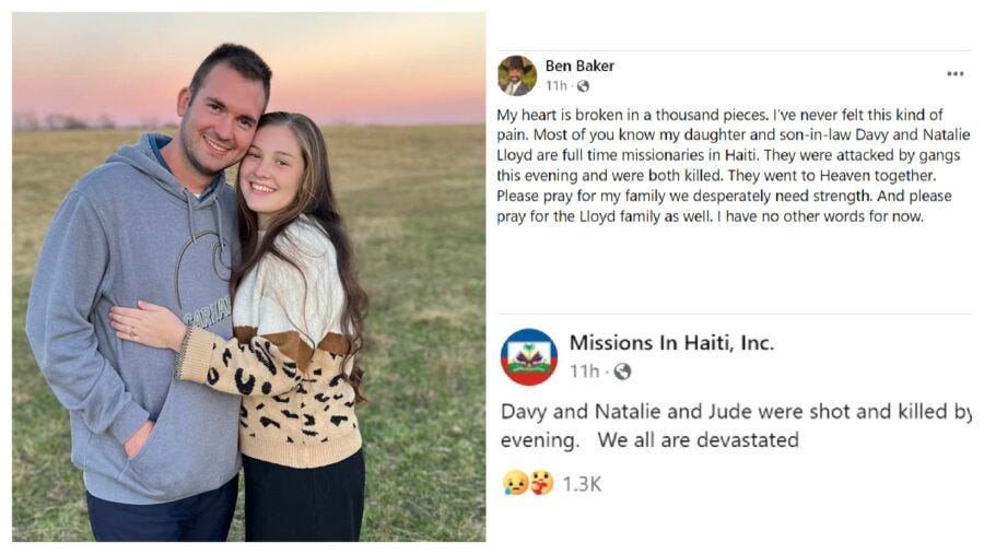 ‘They went to heaven together.’ Young American Missionary Couple Murdered in Haiti Last Night