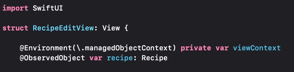 ObservedObject used with CoreData